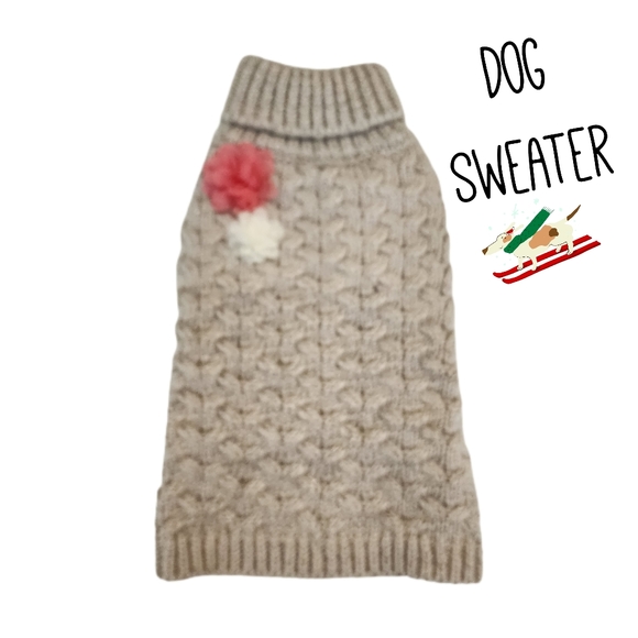Dog Sweater Medium Tan with flowers